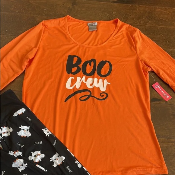 Jammies Womens Halloween Pajama set Sz L Boo Crew Mummy Jogger Pants - Picture 2 of 3